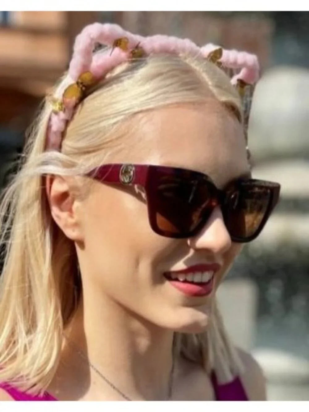 NEW GUCCI SUNGLASSES GG1023S 003 HAVANA/BURGUNDY WOMEN EYEWEAR - Picture 2 of 11
